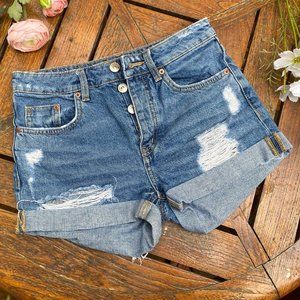 H&M distressed high waisted jean shorts size2